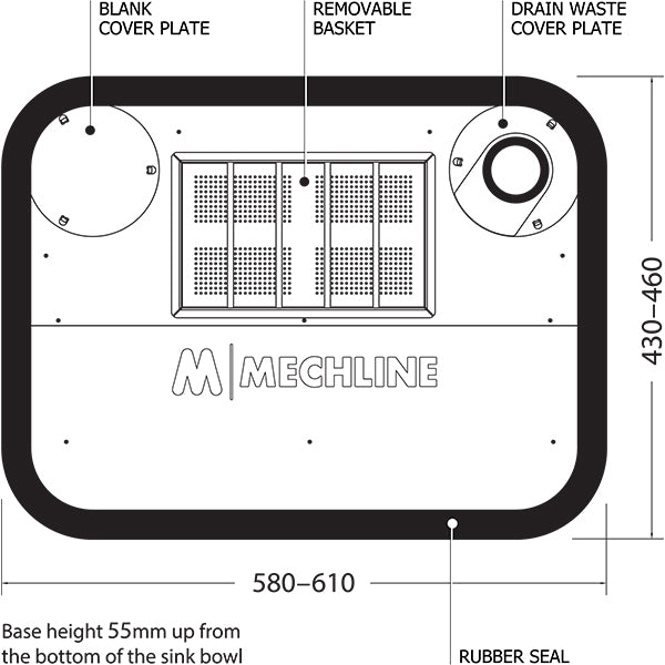 FS048 Mechline Food Waste Sink Strainer 600 610x460mm FWS600-3