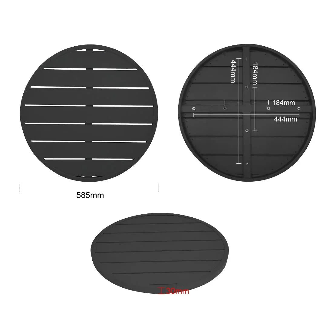 FX039 Bolero Aluminium Round Table Top Black 580mm - JD Catering Equipment Solutions Ltd