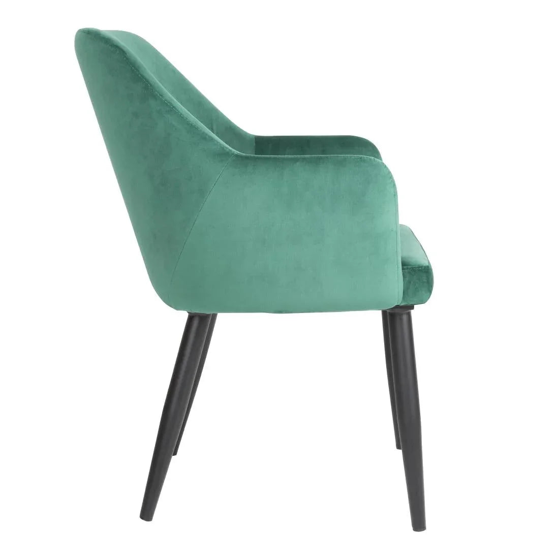FX070 Bolero Lia Velvet Effect Chairs Dark Green (Set of 2) - JD Catering Equipment Solutions Ltd