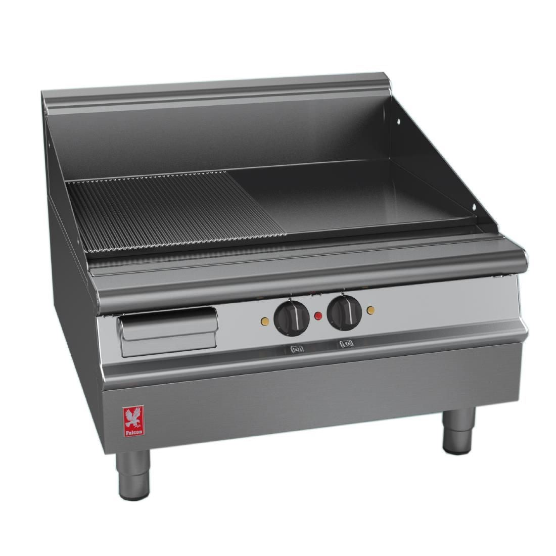 Falcon Dominator Plus 800mm Wide Half Ribbed Griddle E3481R JD Catering Equipment Solutions Ltd