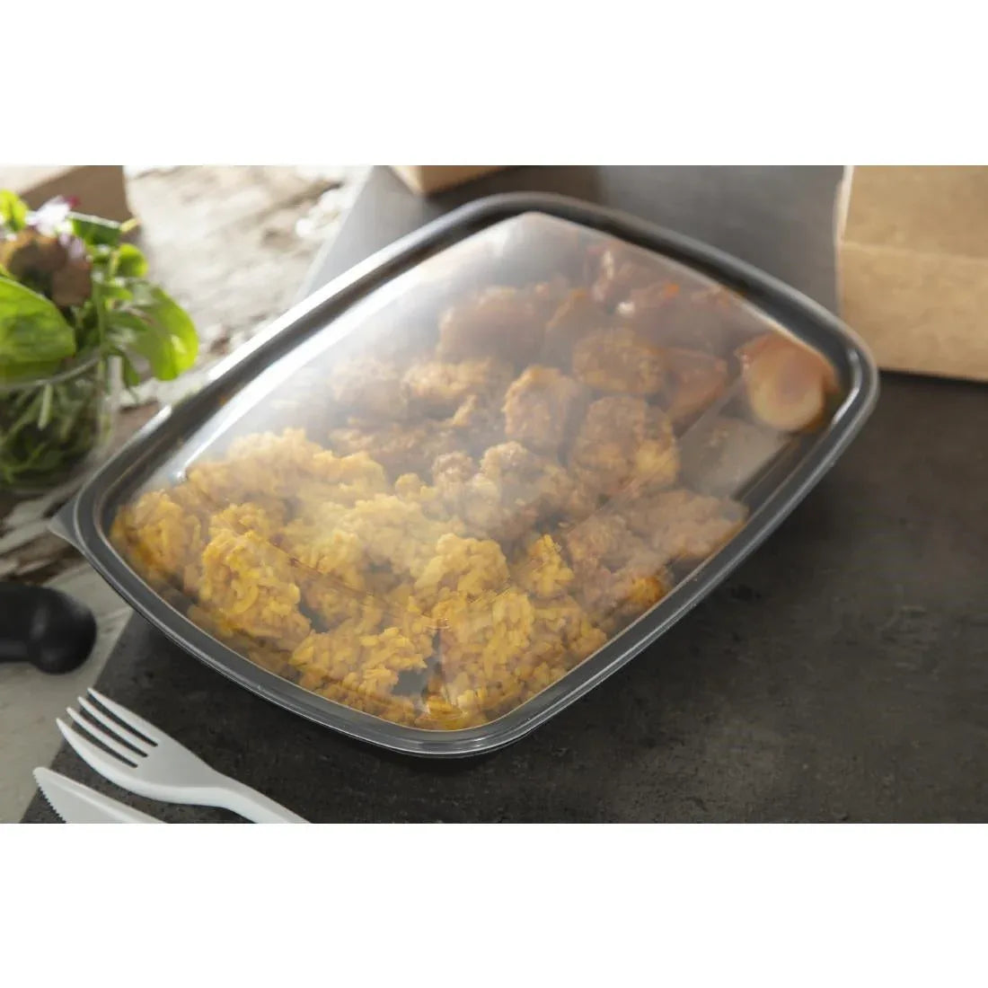 DW785 Fastpac Large Rectangular Food Container Lids 1350ml / 48oz (Pack of 150) - JD Catering Equipment Solutions Ltd