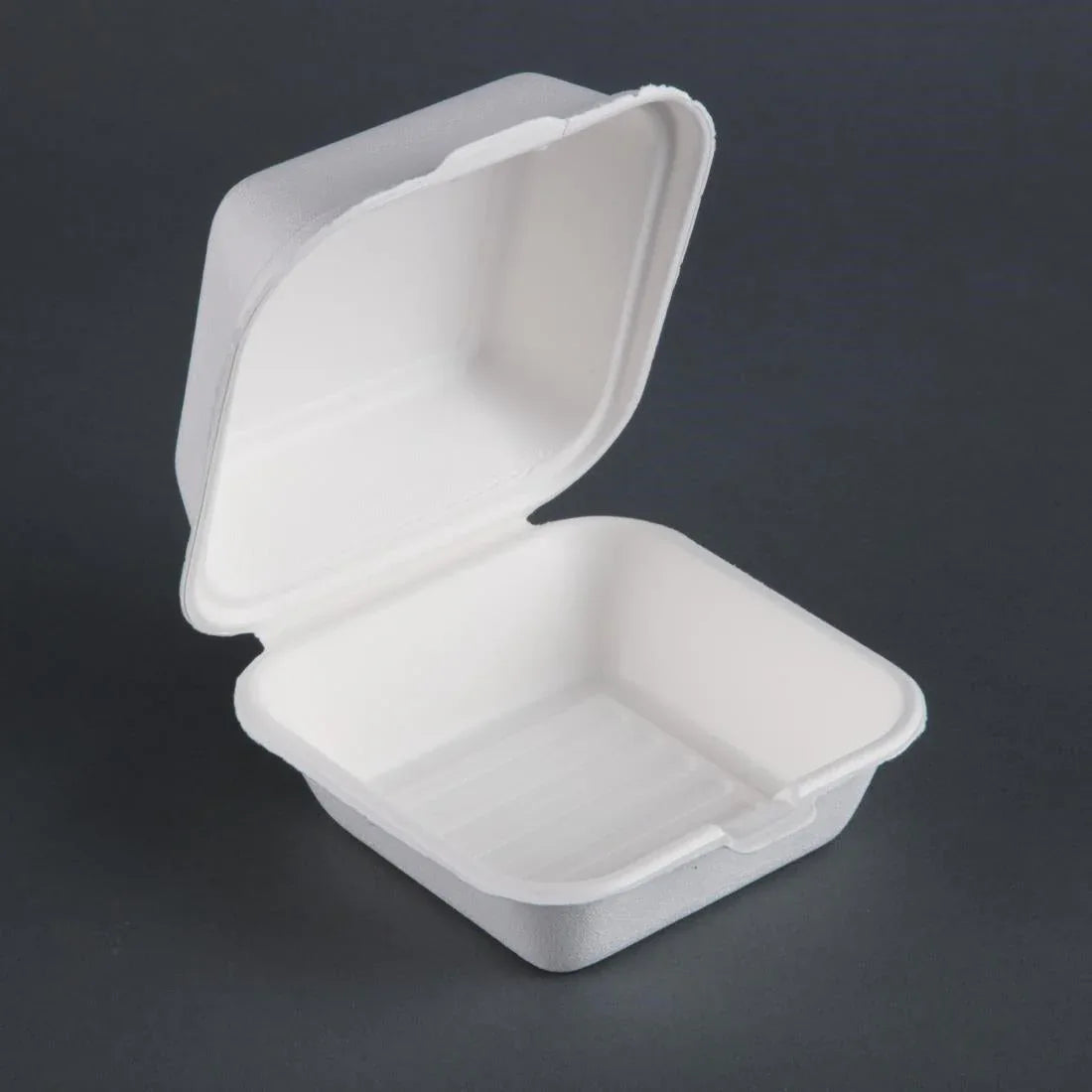 DW247 Fiesta Compostable Bagasse Burger Boxes with Bottom Ridges 153mm (Pack of 500) - JD Catering Equipment Solutions Ltd