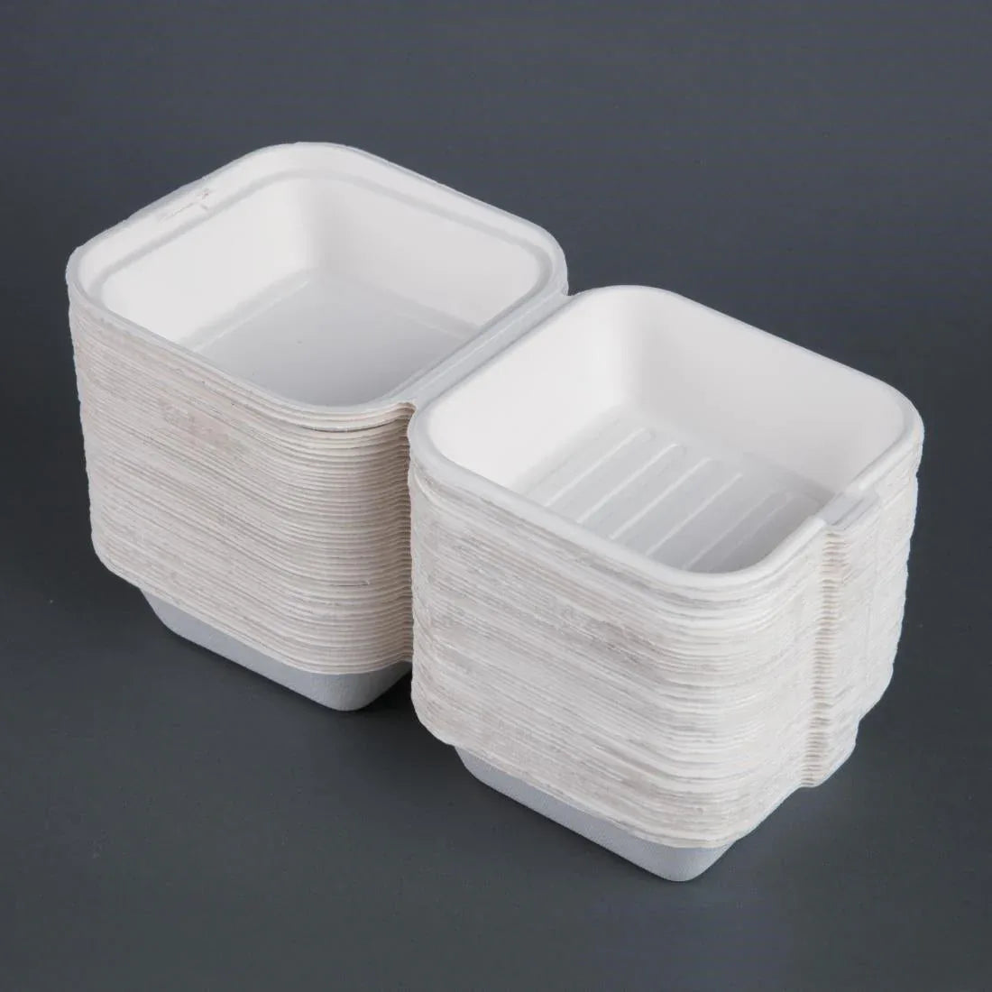 DW247 Fiesta Compostable Bagasse Burger Boxes with Bottom Ridges 153mm (Pack of 500) - JD Catering Equipment Solutions Ltd