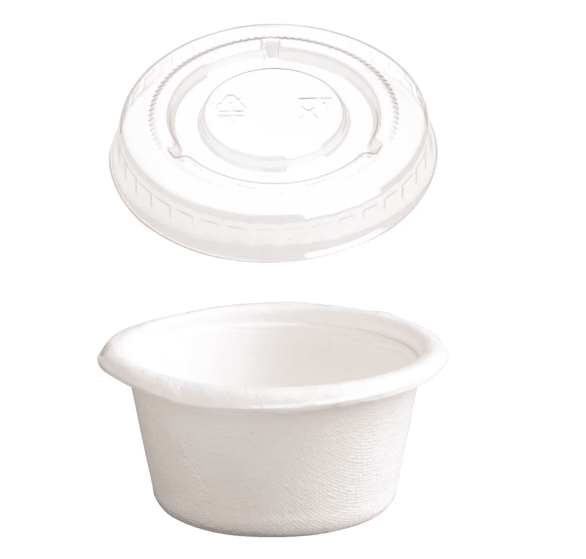 Fiesta Compostable Bagasse Condiment Pots 59ml / 2oz With PET Lids (Pack of 1000) JD Catering Equipment Solutions Ltd