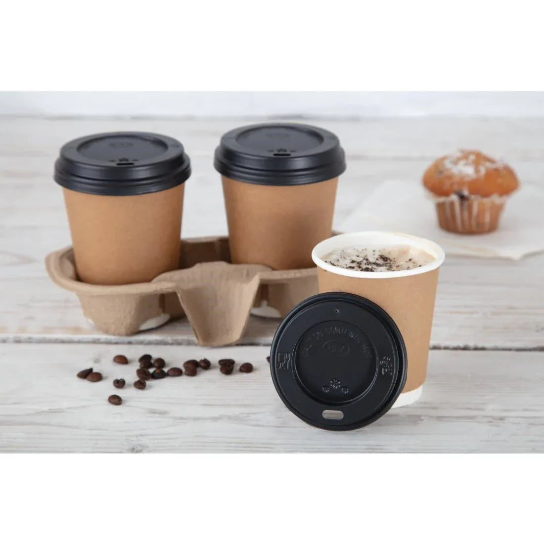CW715 Fiesta Disposable Coffee Cup Lids Black 225ml / 8oz - JD Catering Equipment Solutions Ltd