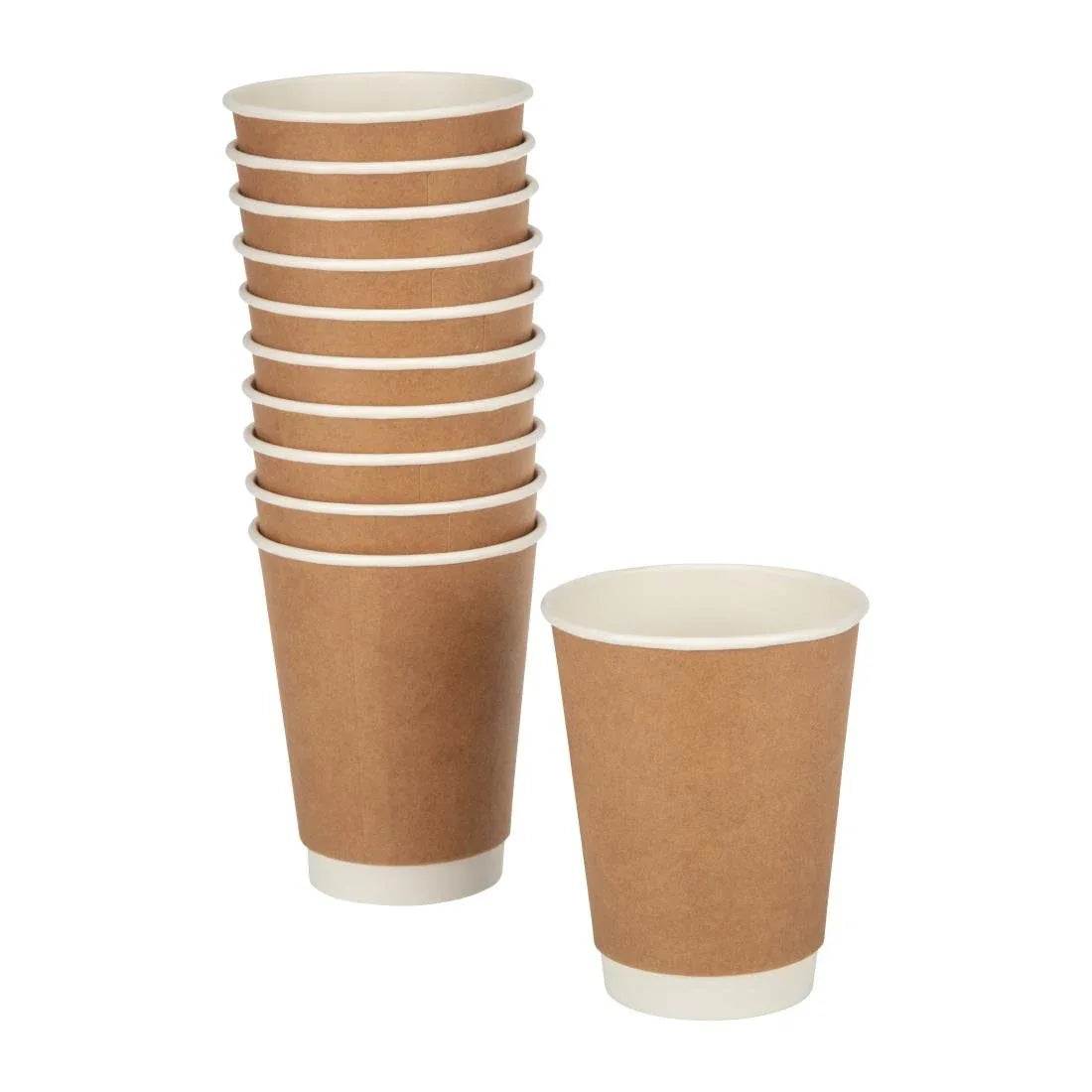 GP437 Fiesta Disposable Coffee Cups Double Wall Kraft 340ml / 12oz - JD Catering Equipment Solutions Ltd