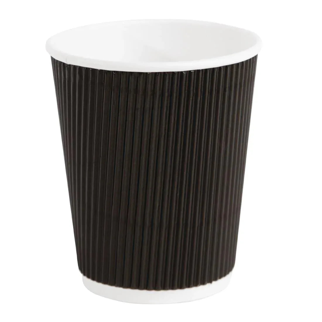 CM540 Fiesta Disposable Coffee Cups Ripple Wall Black 225ml / 8oz (Pack of 25) - JD Catering Equipment Solutions Ltd