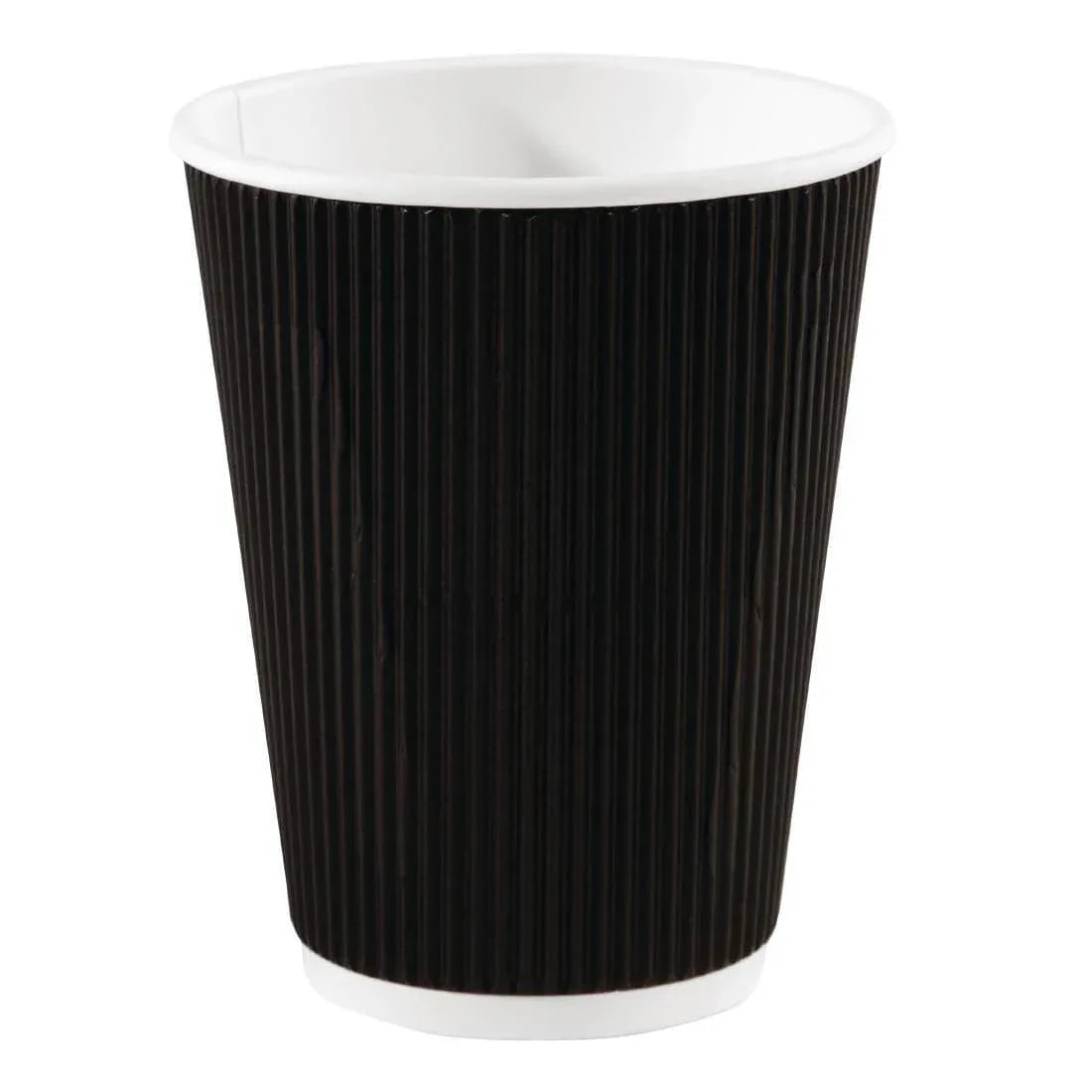 CM544 Fiesta Disposable Coffee Cups Ripple Wall Black 340ml / 12oz (Pack of 500) - JD Catering Equipment Solutions Ltd