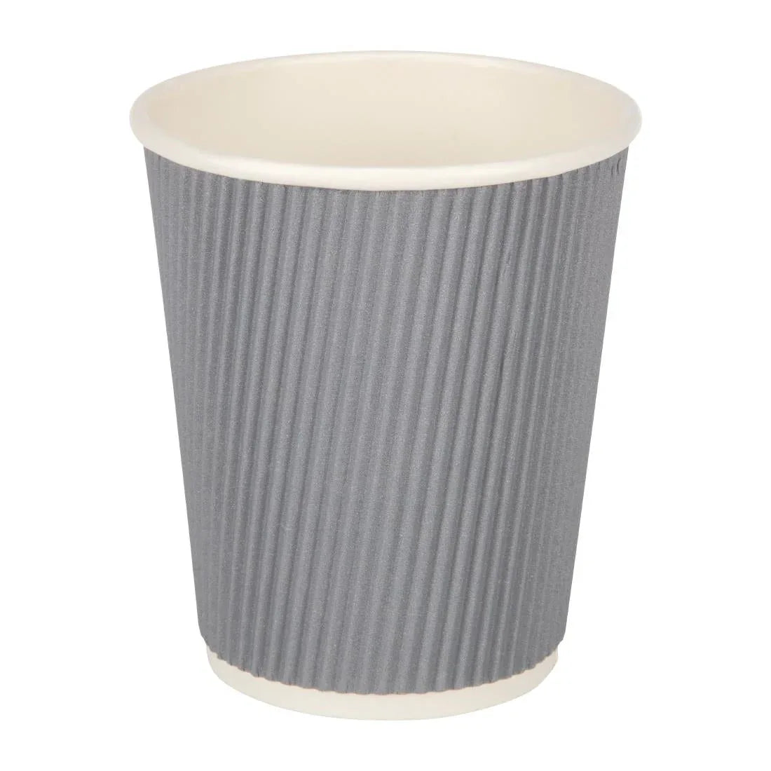 Fiesta Disposable Coffee Cups Ripple Wall Charcoal 225ml / 8oz (Pack of 500) JD Catering Equipment Solutions Ltd