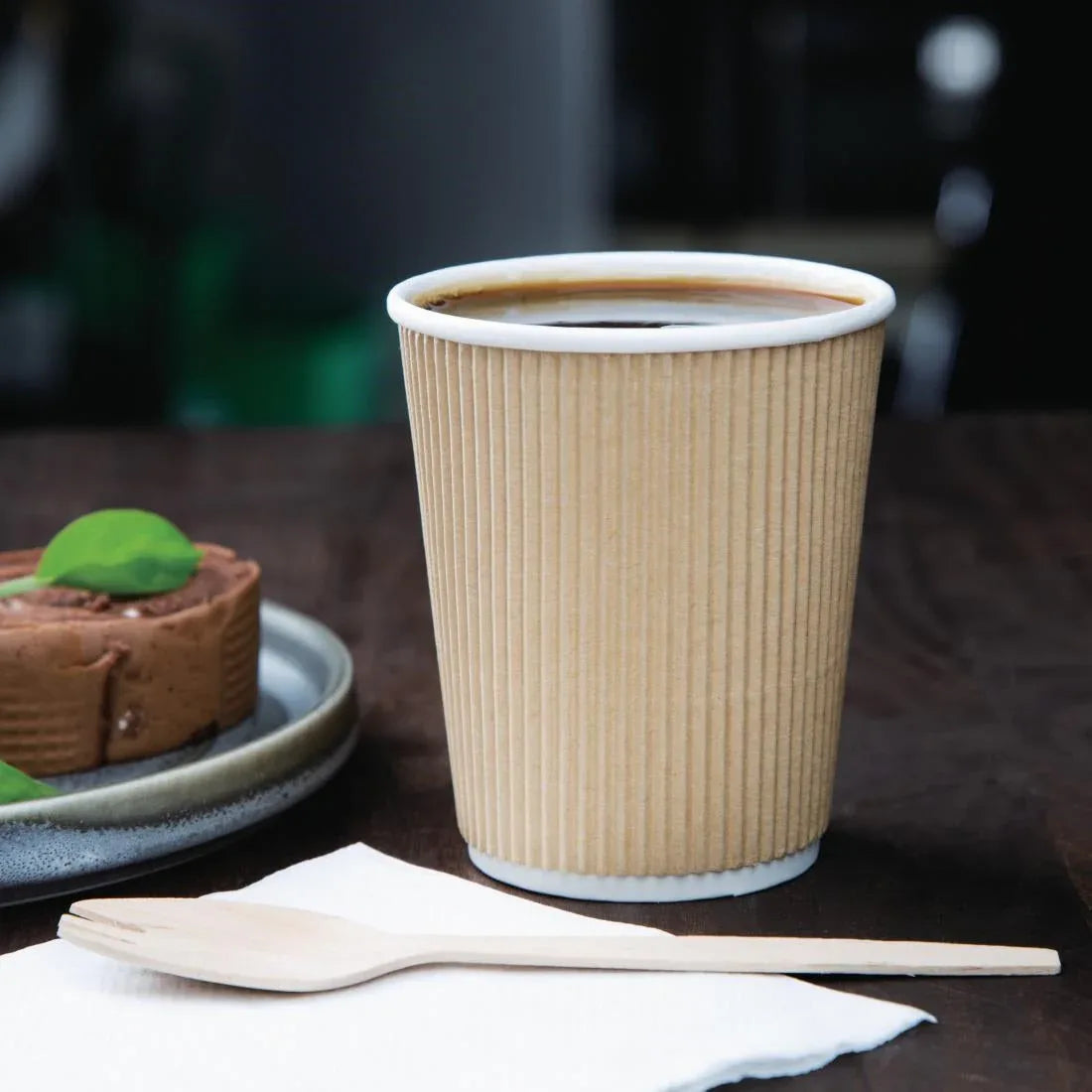 GP443 Fiesta Disposable Coffee Cups Ripple Wall Kraft 225ml / 8oz (Pack of 25) - JD Catering Equipment Solutions Ltd
