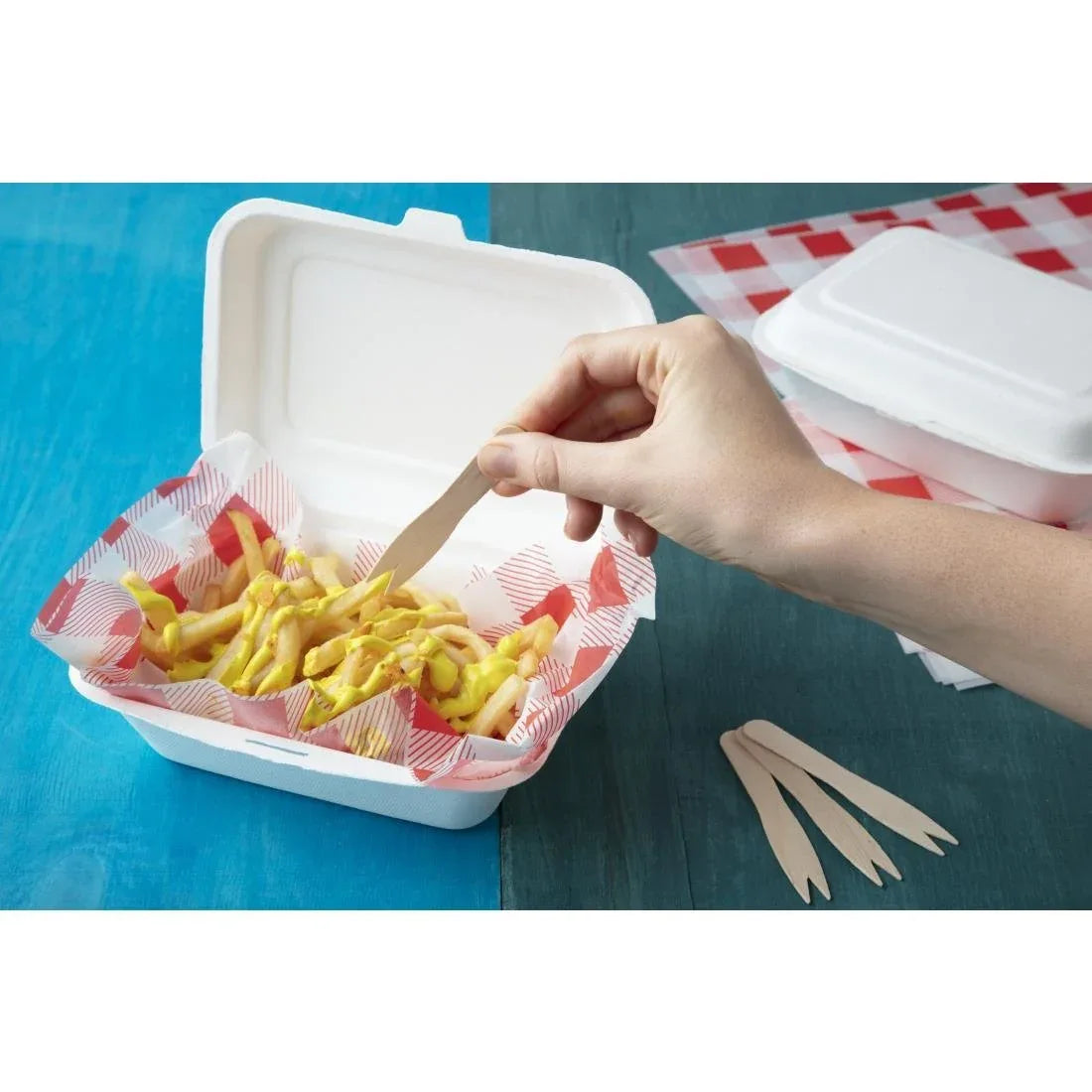 CD901 Fiesta Green Biodegradable Disposable Wooden Chip Forks (Pack of 1000) - JD Catering Equipment Solutions Ltd
