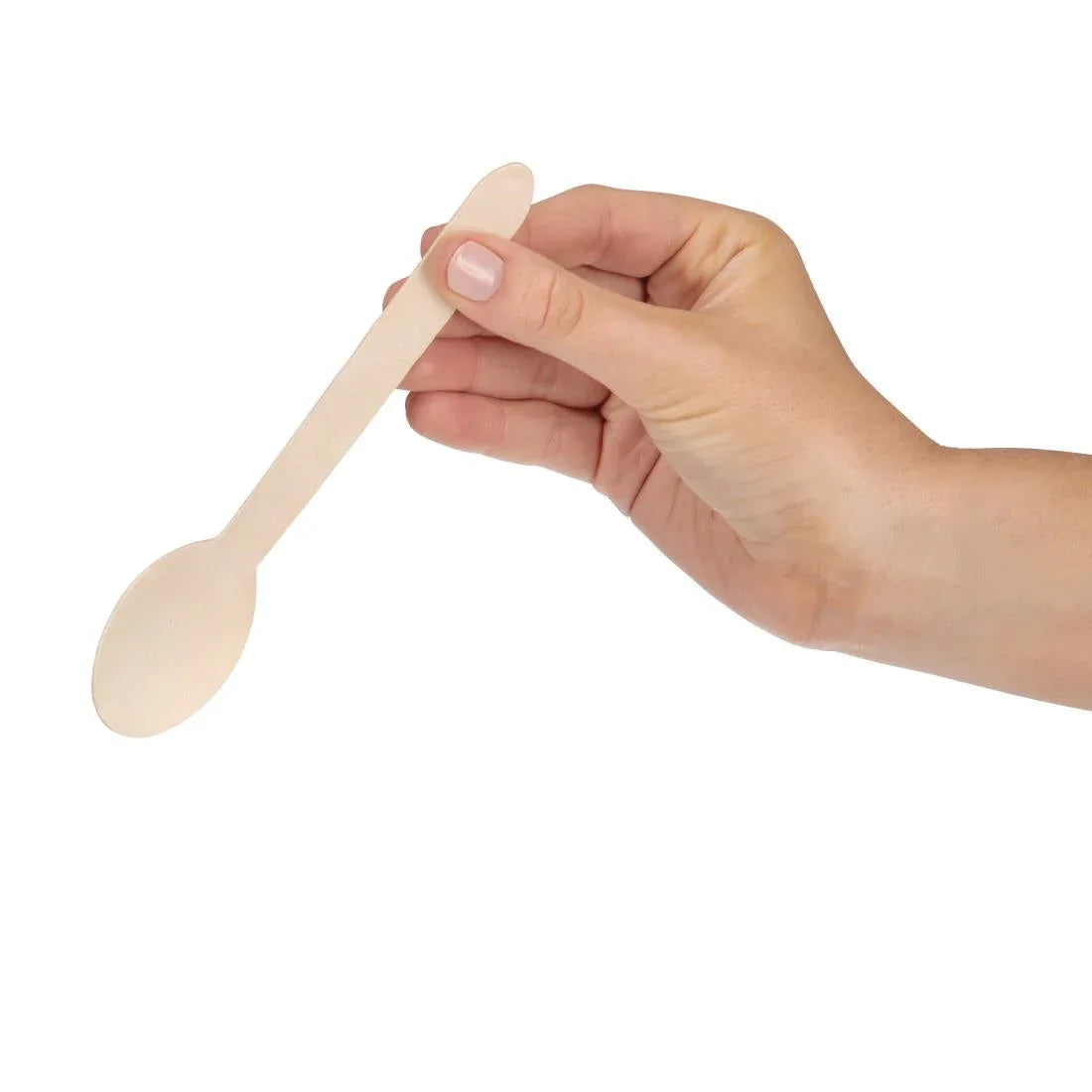 CD904 Fiesta Green Biodegradable Disposable Wooden Dessert Spoons (Pack of 100) - JD Catering Equipment Solutions Ltd