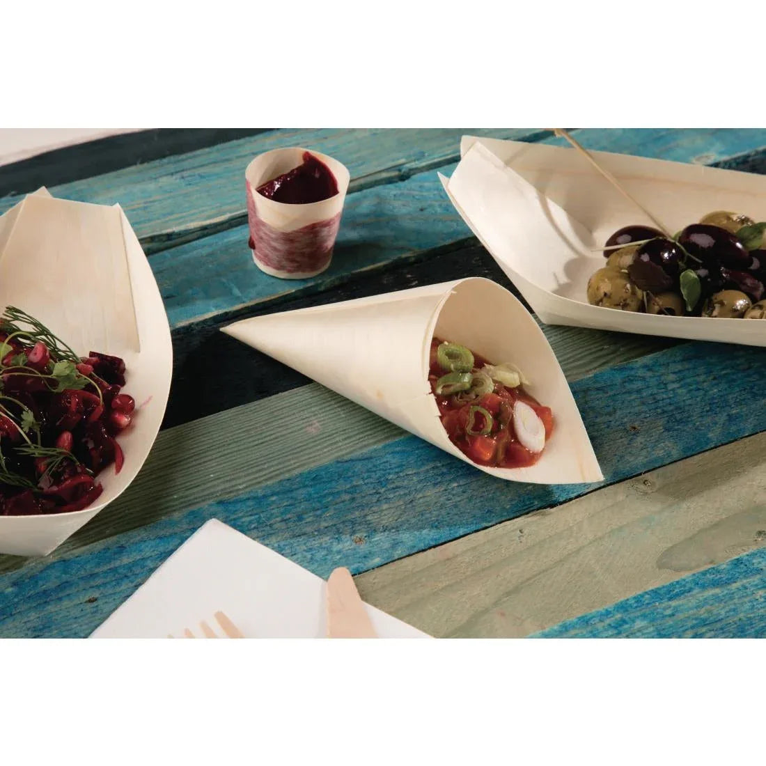 DK389 Fiesta Green Biodegradable Wooden Canape Cones 75mm (Pack of 100) - JD Catering Equipment Solutions Ltd