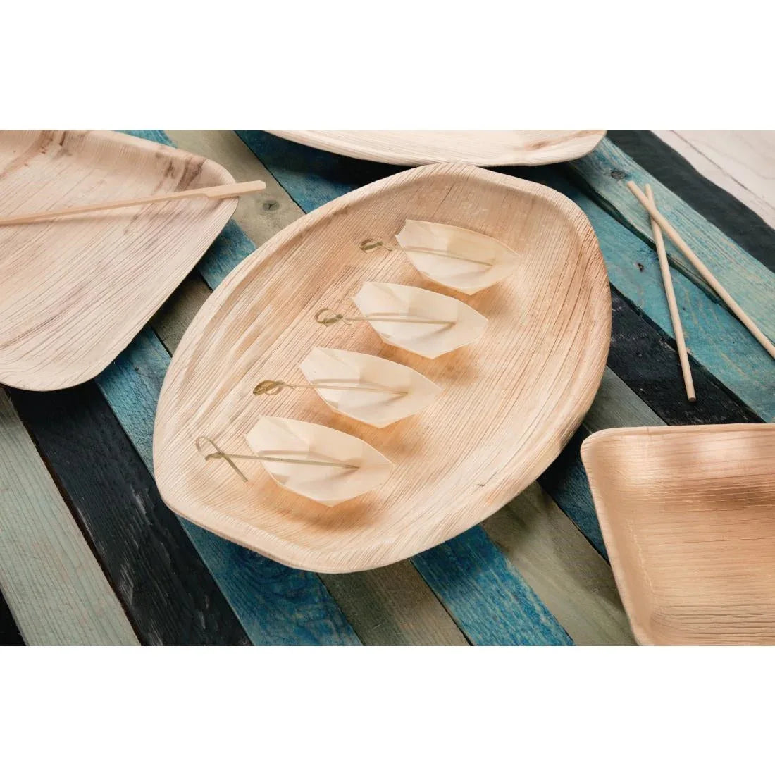 DK383 Fiesta Green Biodegradable Wooden Sushi Boats (Pack of 100) - JD Catering Equipment Solutions Ltd