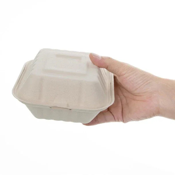 FC542 Fiesta Green Compostable Bagasse Burger Boxes Natural Colour 152mm (Pack of 500) - JD Catering Equipment Solutions Ltd