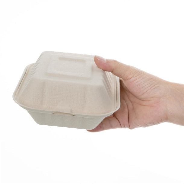 Fiesta Green Compostable Bagasse Burger Boxes Natural Colour 152mm (Pack of 500) JD Catering Equipment Solutions Ltd