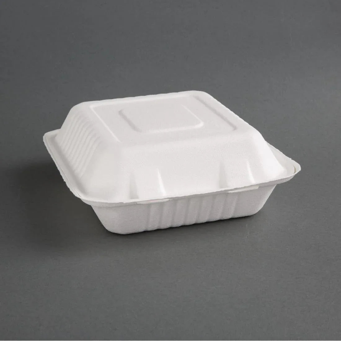 FC526 Fiesta Green Compostable Bagasse Three-Compartment Hinged Food Containers 201mm (Pack of 200) - JD Catering Equipment Solutions Ltd