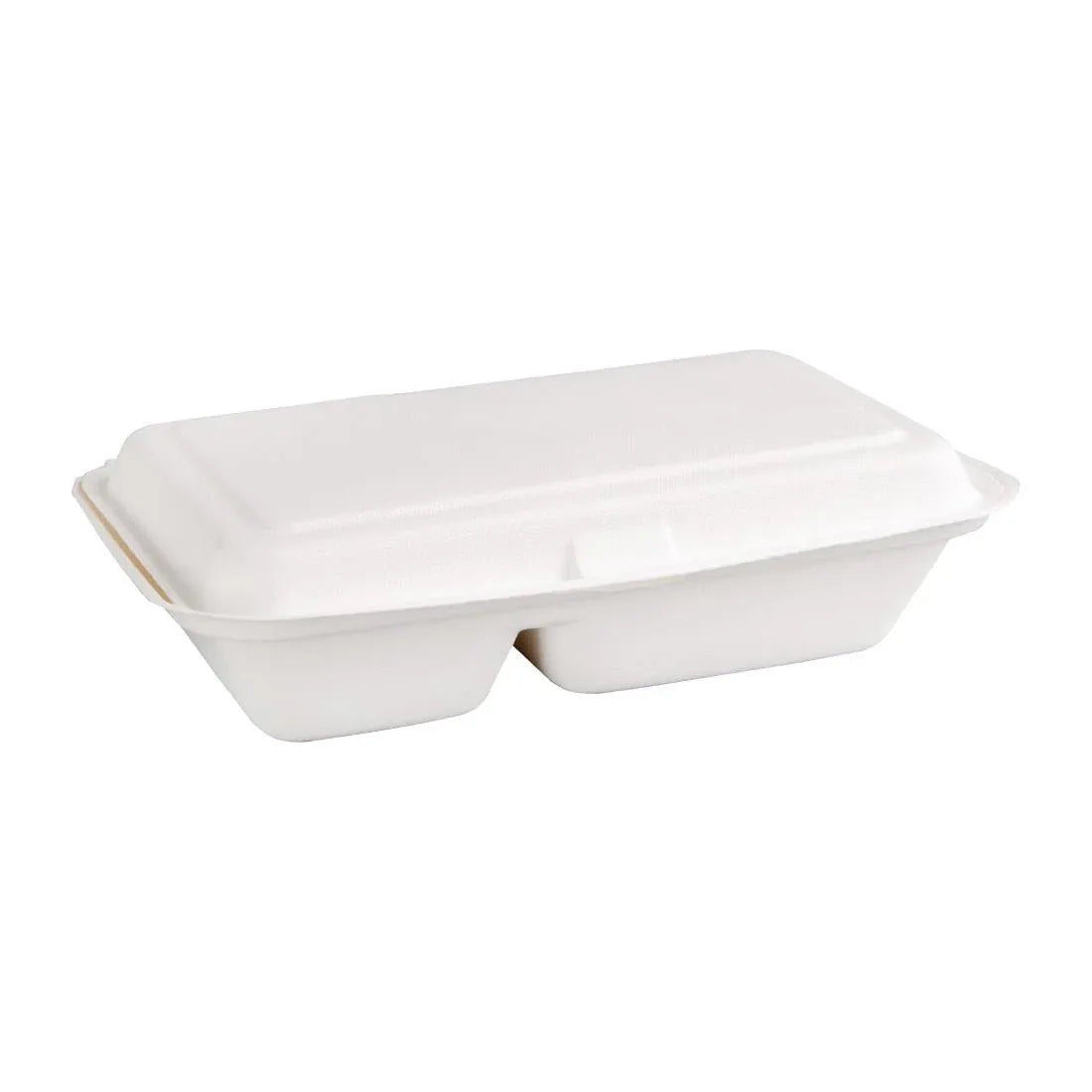 FC524 Fiesta Green Compostable Bagasse Two-Compartment Hinged Food Containers 253mm (Pack of 200) - JD Catering Equipment Solutions Ltd