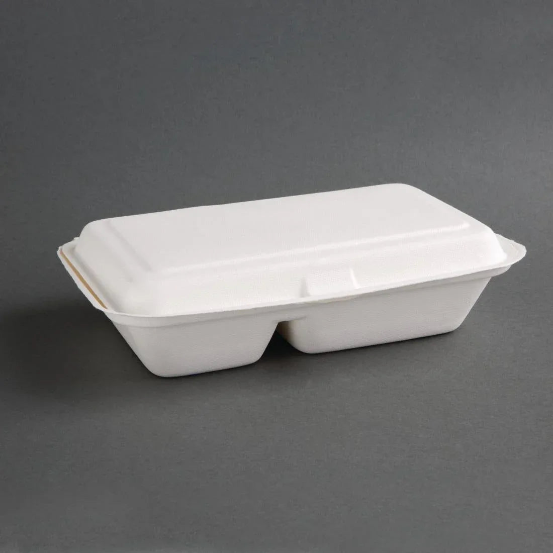 FC524 Fiesta Green Compostable Bagasse Two-Compartment Hinged Food Containers 253mm (Pack of 200) - JD Catering Equipment Solutions Ltd
