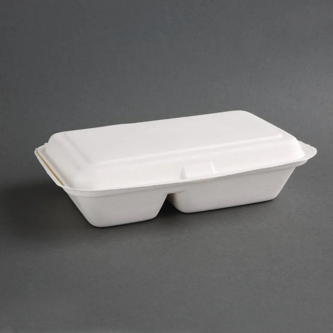 FC524 Fiesta Green Compostable Bagasse Two-Compartment Hinged Food Containers 253mm (Pack of 200) - JD Catering Equipment Solutions Ltd