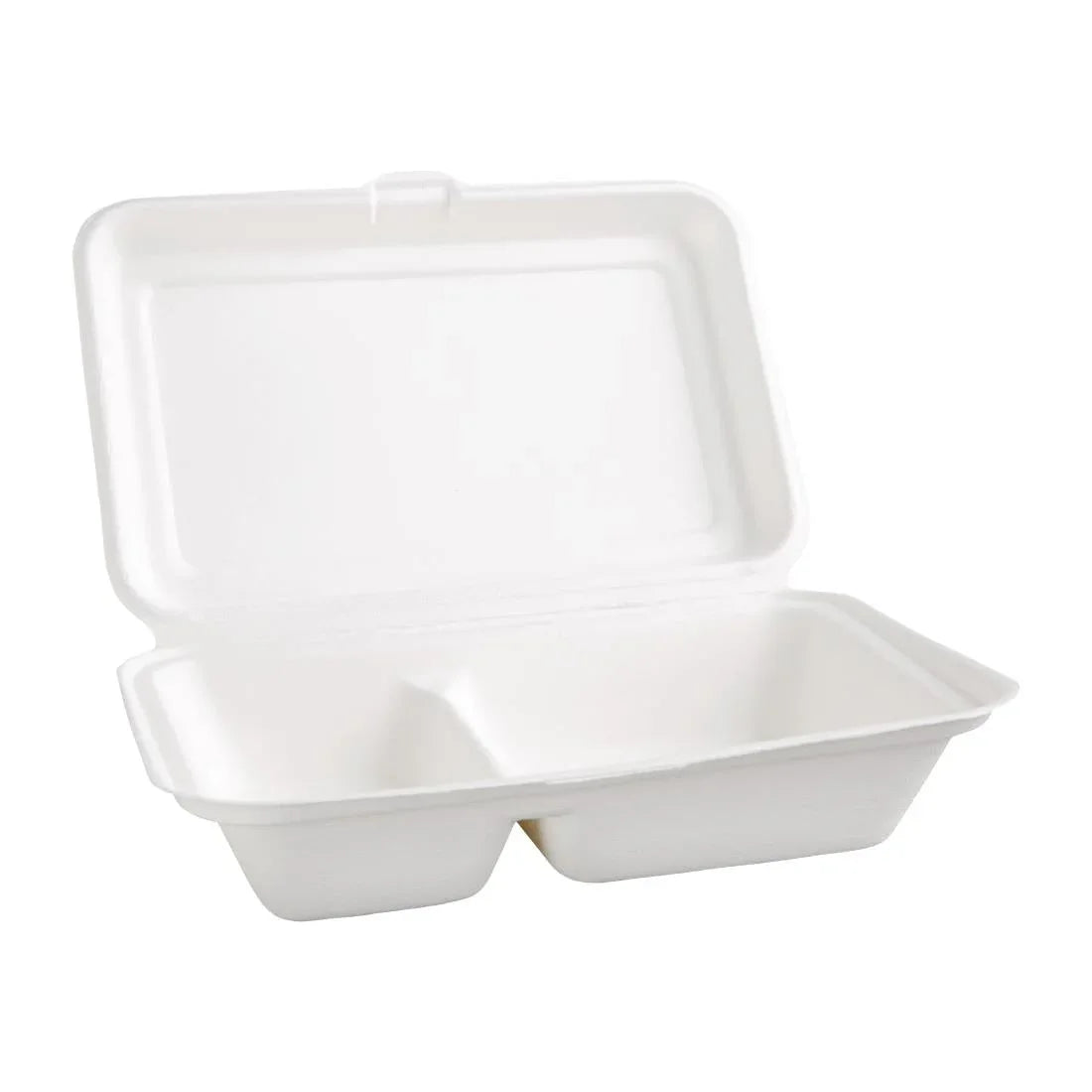 FC524 Fiesta Green Compostable Bagasse Two-Compartment Hinged Food Containers 253mm (Pack of 200) - JD Catering Equipment Solutions Ltd