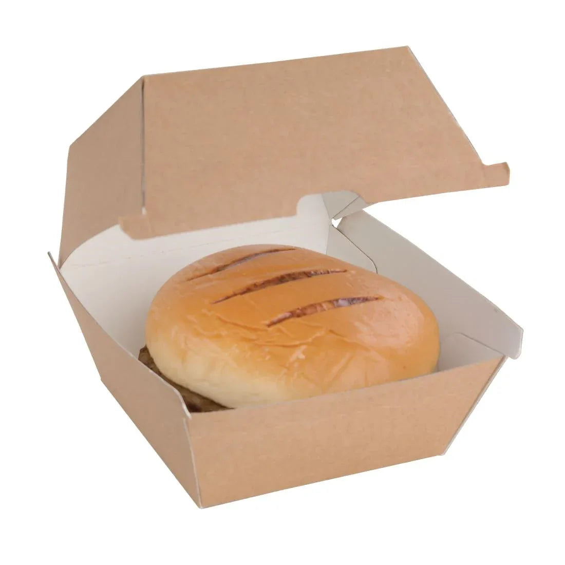 FB665 Fiesta Green Compostable Kraft Burger Boxes Large 112mm (Pack of 150) - JD Catering Equipment Solutions Ltd