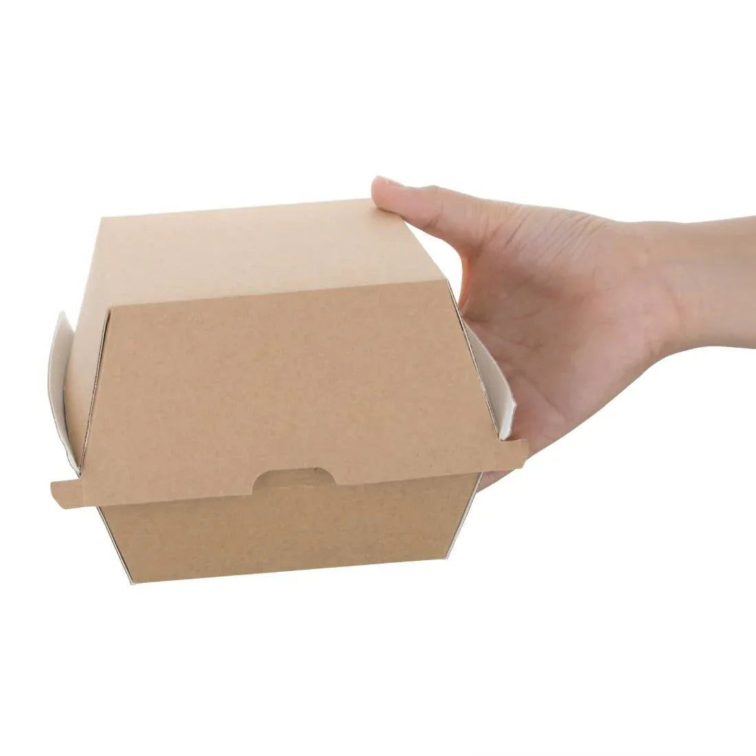FB665 Fiesta Green Compostable Kraft Burger Boxes Large 112mm (Pack of 150) - JD Catering Equipment Solutions Ltd