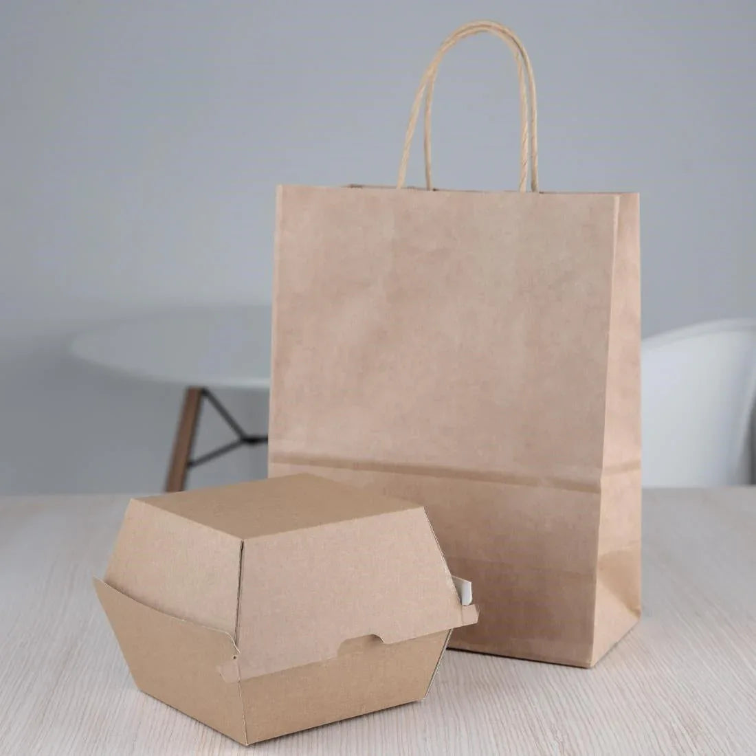 FB665 Fiesta Green Compostable Kraft Burger Boxes Large 112mm (Pack of 150) - JD Catering Equipment Solutions Ltd