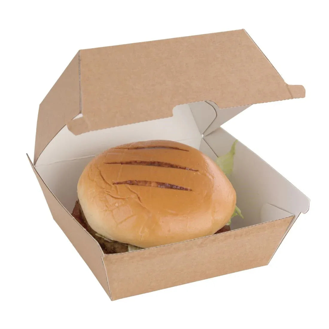 FB664 Fiesta Green Compostable Kraft Burger Boxes Small 105mm (Pack of 200) - JD Catering Equipment Solutions Ltd