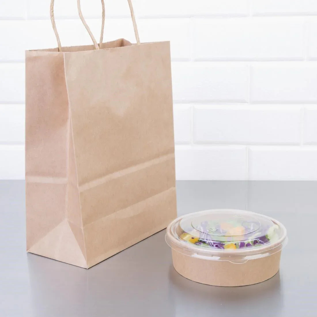 FB196 Fiesta Green Compostable Round Kraft Salad Bowls (Pack of 300) - JD Catering Equipment Solutions Ltd