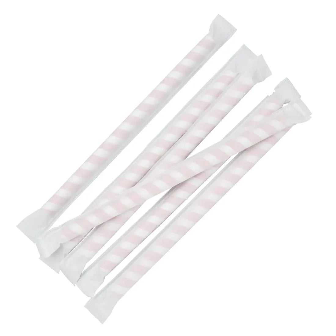 FP443 Fiesta Green Individually Wrapped Compostable Paper Smoothie Straws Red Stripes (Pack of 250) - JD Catering Equipment Solutions Ltd