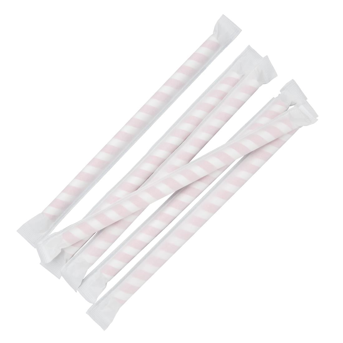 Fiesta Green Individually Wrapped Compostable Paper Smoothie Straws Red Stripes (Pack of 250) JD Catering Equipment Solutions Ltd