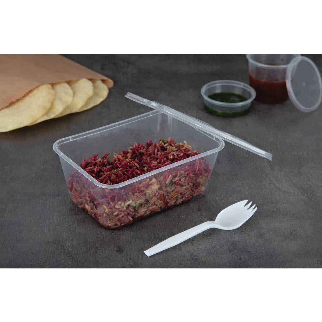 Fiesta Recyclable Plastic Microwavable Containers with Lid Large 1000ml (Pack of 250) JD Catering Equipment Solutions Ltd