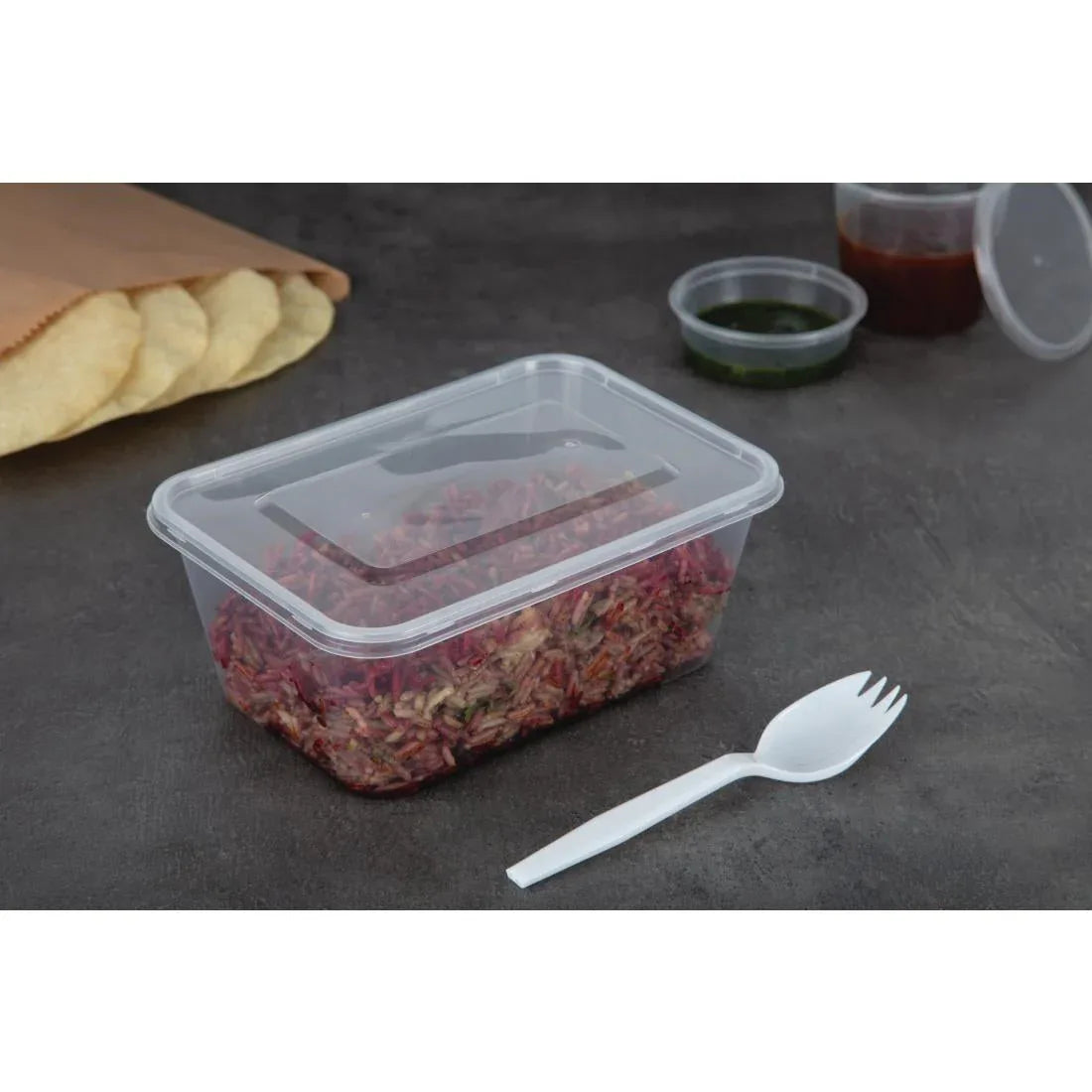 DM183 Fiesta Recyclable Plastic Microwavable Containers with Lid Large 1000ml (Pack of 250) - JD Catering Equipment Solutions Ltd