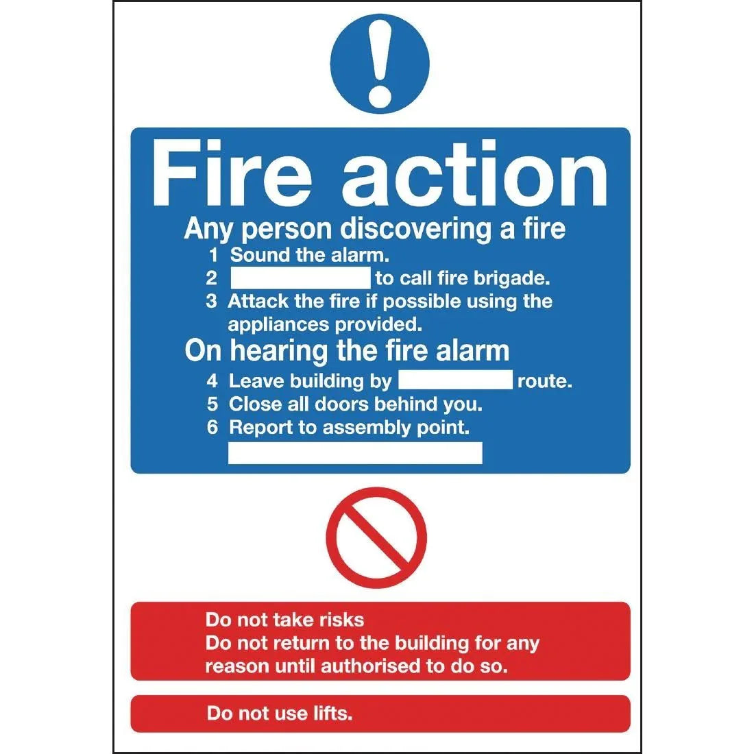Y920 Fire Action Sign - JD Catering Equipment Solutions Ltd