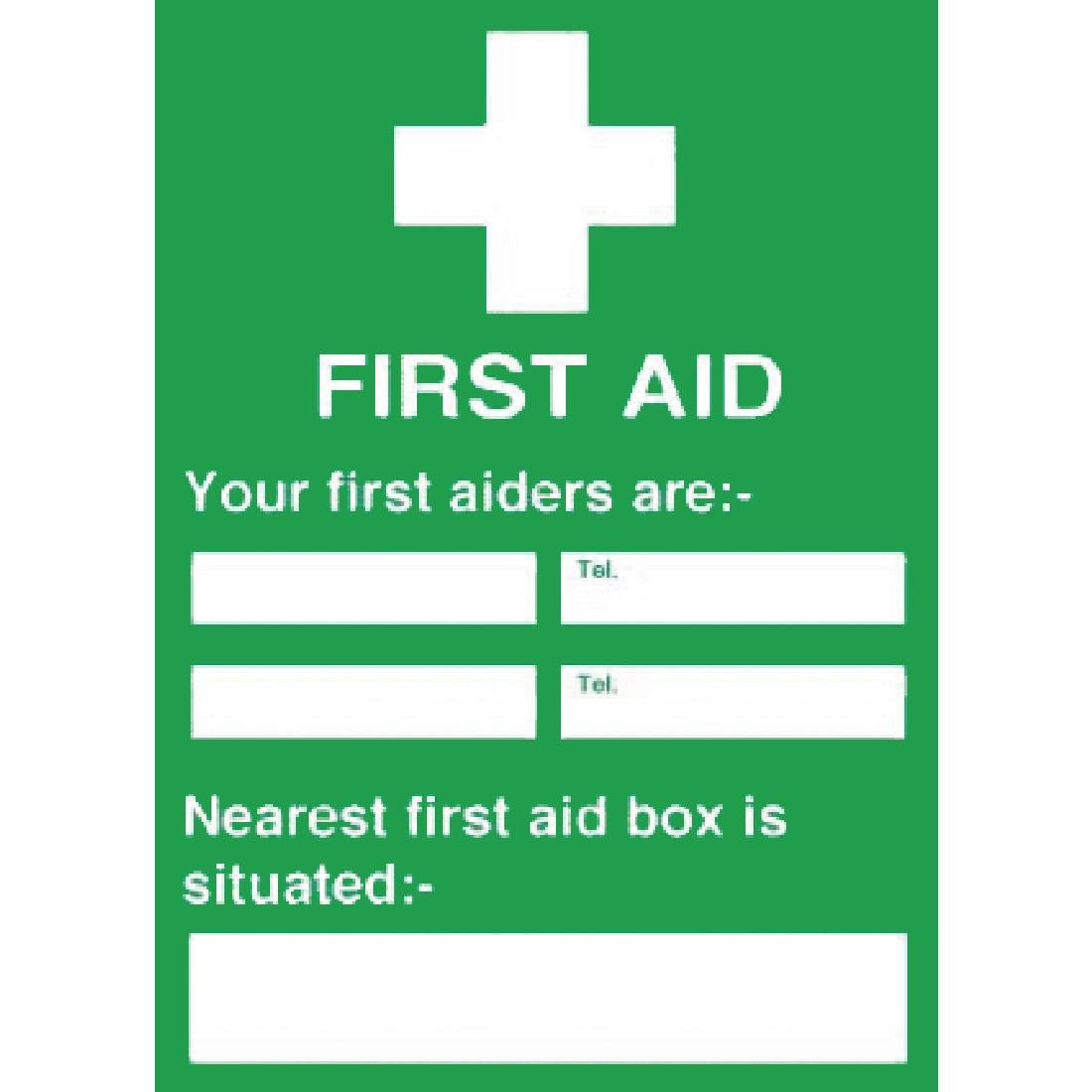 First Aiders Nearest First Aid Box Sign JD Catering Equipment Solutions Ltd