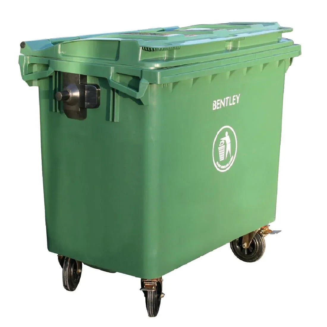 U668 Wheelie Bin with Flat Top Lid Green 110Ltr - JD Catering Equipment Solutions Ltd