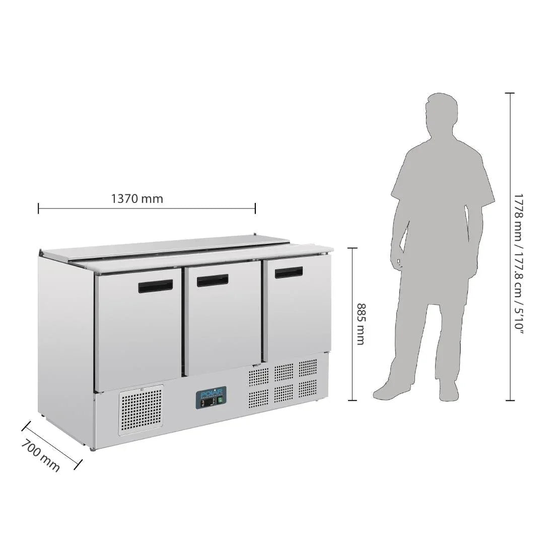 G607 Polar G-Series Saladette Counter Fridge 368Ltr - JD Catering Equipment Solutions Ltd