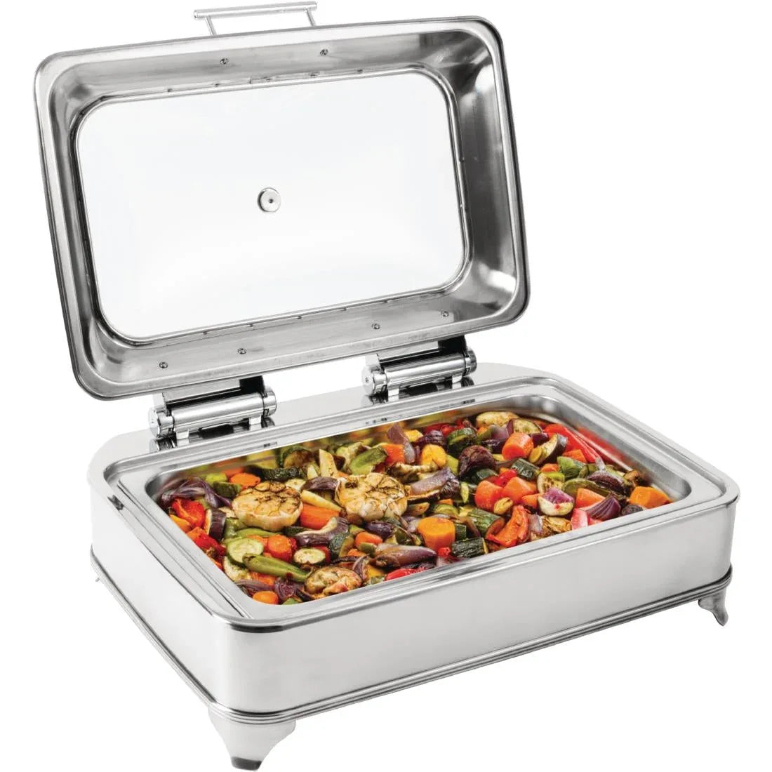 GD128 Olympia Rectangular Electric Chafer Glass Lid. 250(H) x 590(W) x 455(D)mm - JD Catering Equipment Solutions Ltd