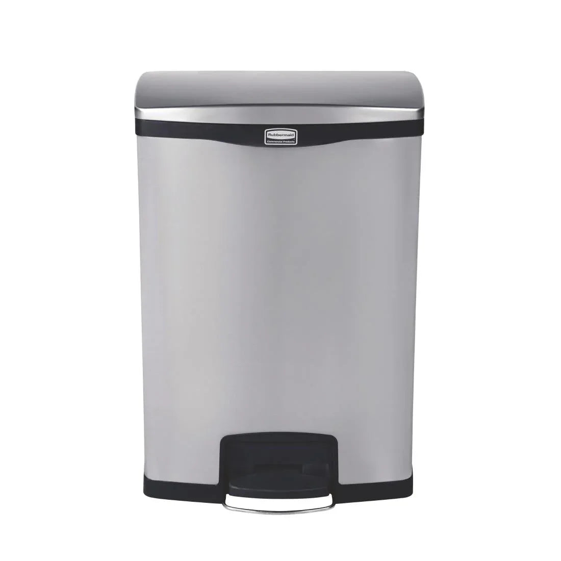 GE939 Rubbermaid Slim Jim Front Step on Pedal Bin Stainless Steel 90Ltr - JD Catering Equipment Solutions Ltd