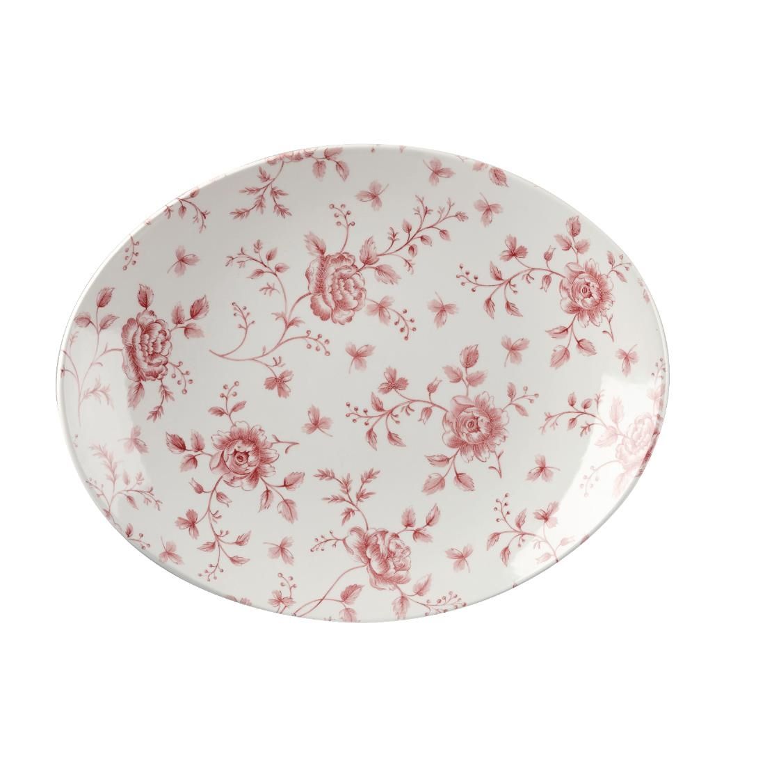 GF306 Churchill Vintage Prints Oval Plates Cranberry Rose Print 315mm (Pack of 6) JD Catering Equipment Solutions Ltd