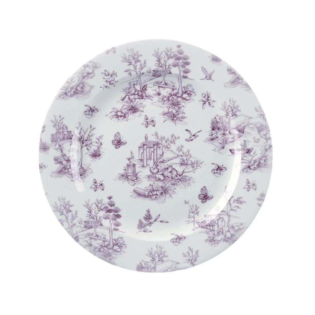 GF308 Churchill Vintage Prints Plates Cranberry Toile Print 305mm (Pack of 6) - JD Catering Equipment Solutions Ltd