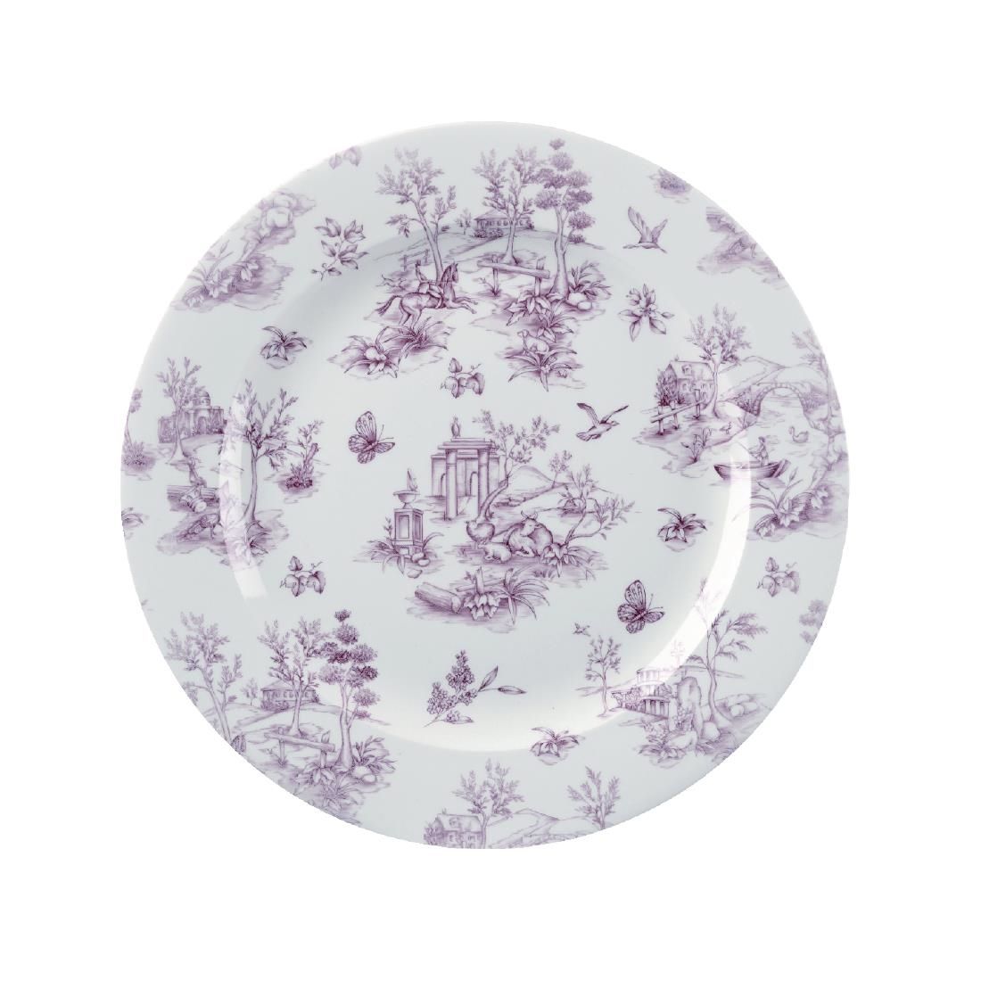 GF308 Churchill Vintage Prints Plates Cranberry Toile Print 305mm (Pack of 6) JD Catering Equipment Solutions Ltd