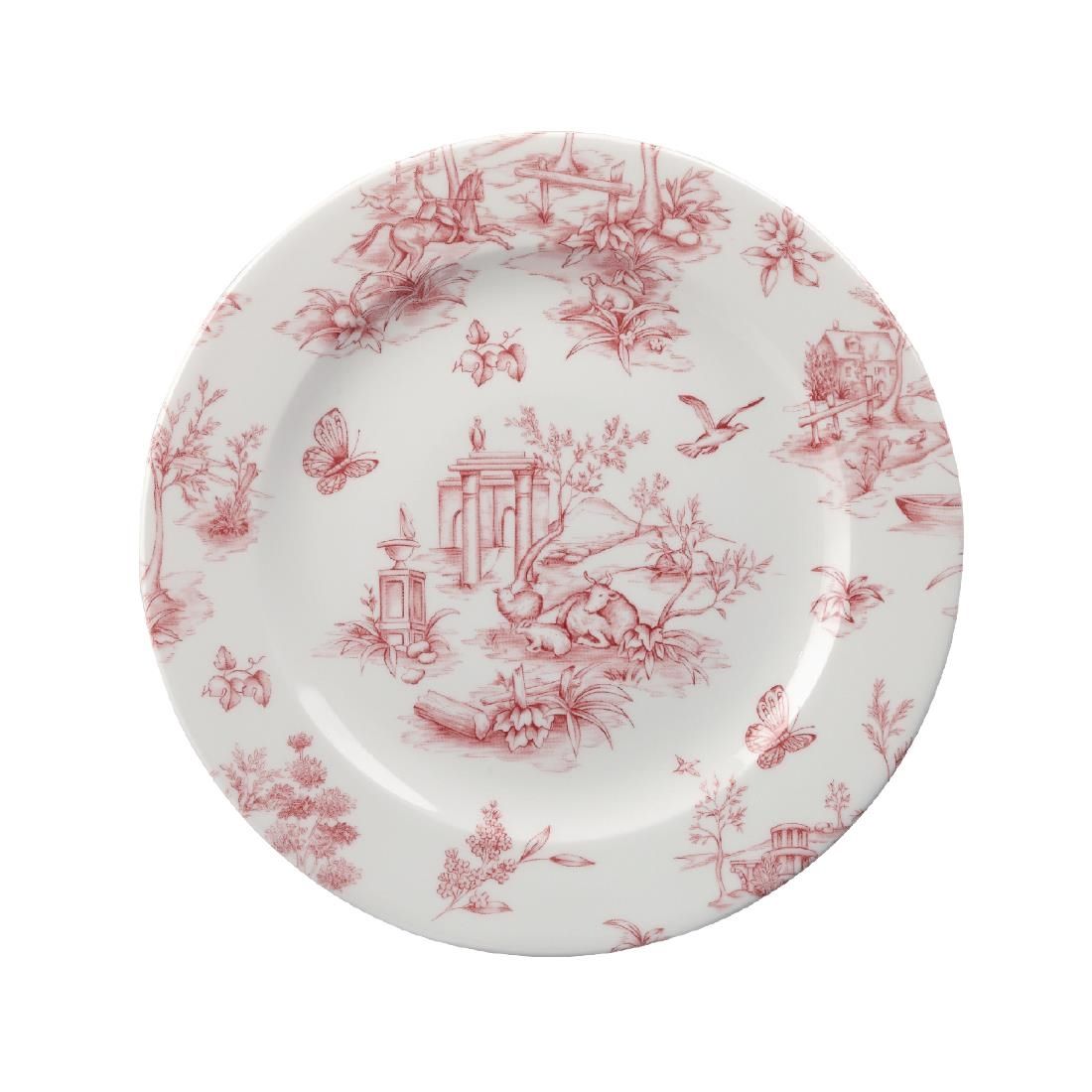 GF612 Churchill Vintage Prints Tea Plates Cranberry Toile Print 210mm (Pack of 6) JD Catering Equipment Solutions Ltd