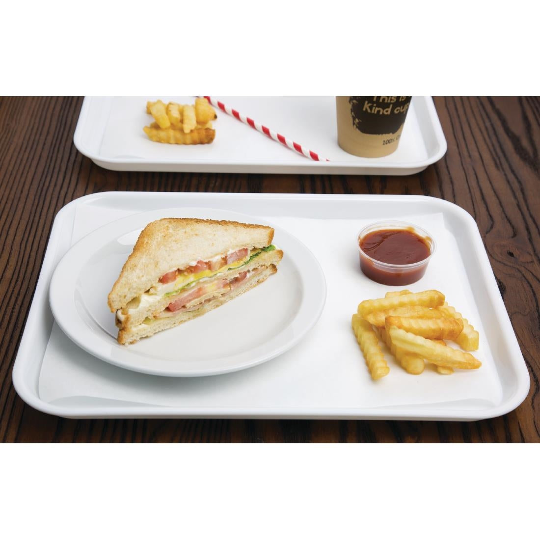 GF995 Kristallon Polypropylene Fast Food Tray White Small 345mm JD Catering Equipment Solutions Ltd