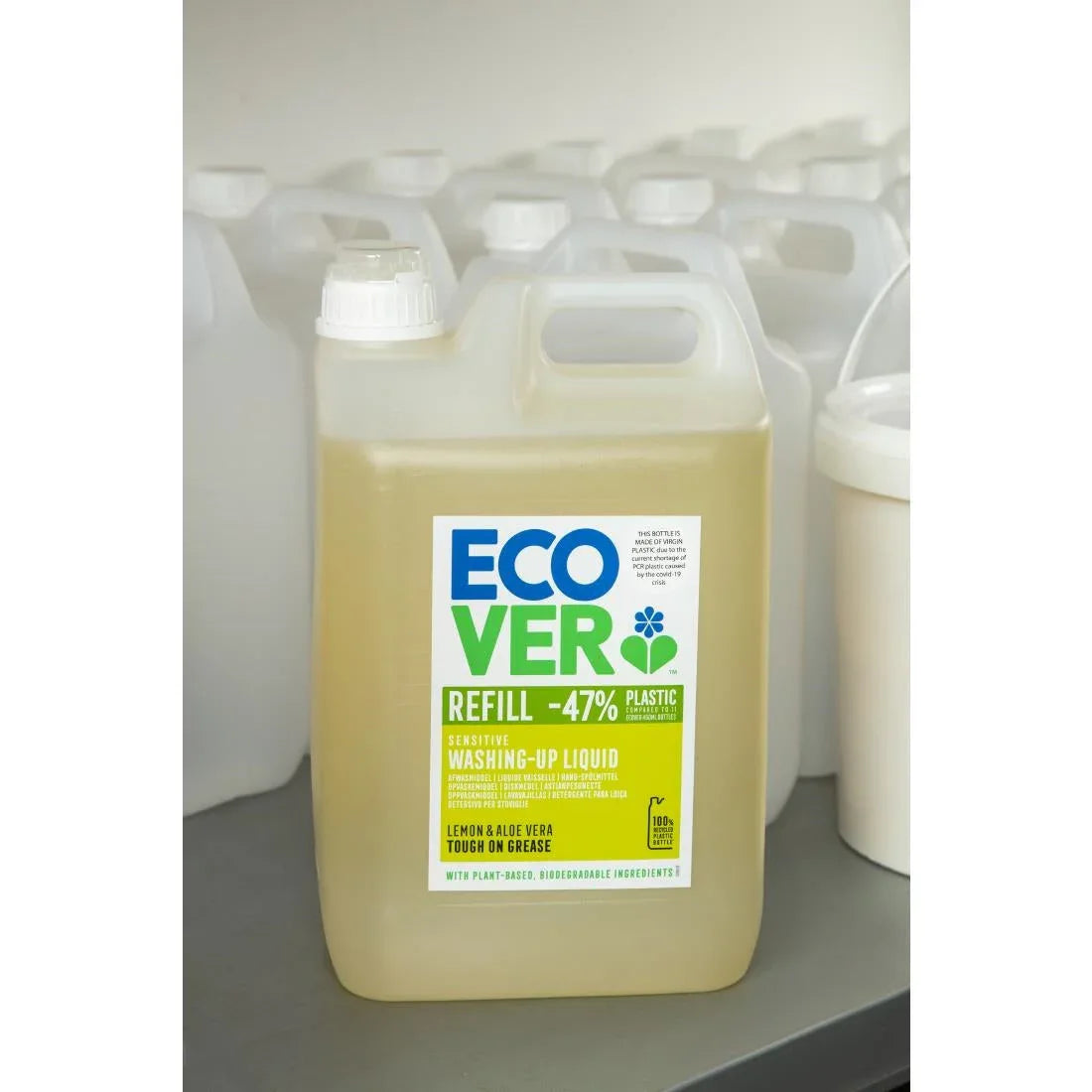 GG203 Ecover Lemon and Aloe Vera Washing Up Liquid Concentrate 5Ltr - JD Catering Equipment Solutions Ltd