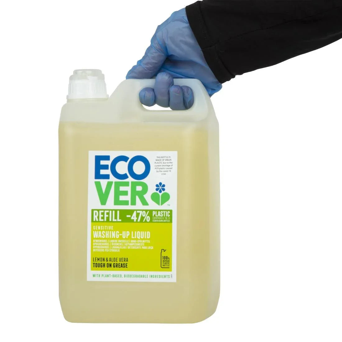GG203 Ecover Lemon and Aloe Vera Washing Up Liquid Concentrate 5Ltr - JD Catering Equipment Solutions Ltd