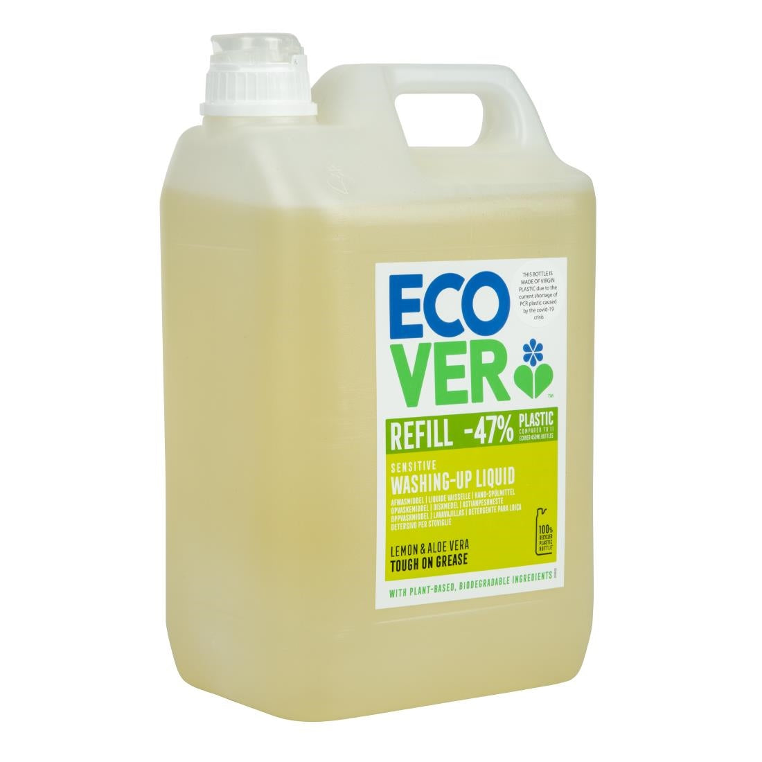 GG203 Ecover Lemon and Aloe Vera Washing Up Liquid Concentrate 5Ltr JD Catering Equipment Solutions Ltd