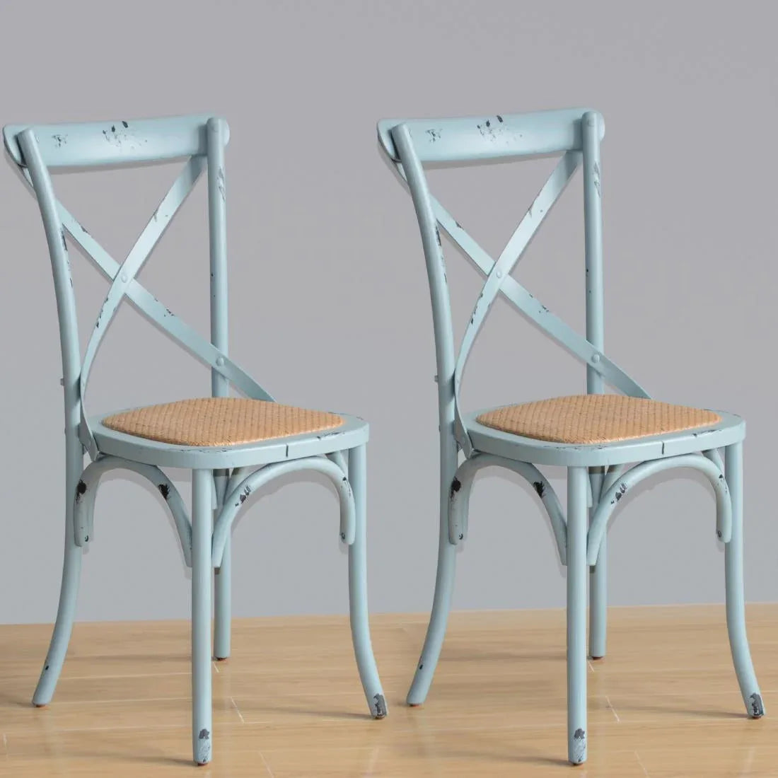 GG655 Bolero Blue Bentwood Chairs with Metal Cross Backrest (Pack of 2) - JD Catering Equipment Solutions Ltd