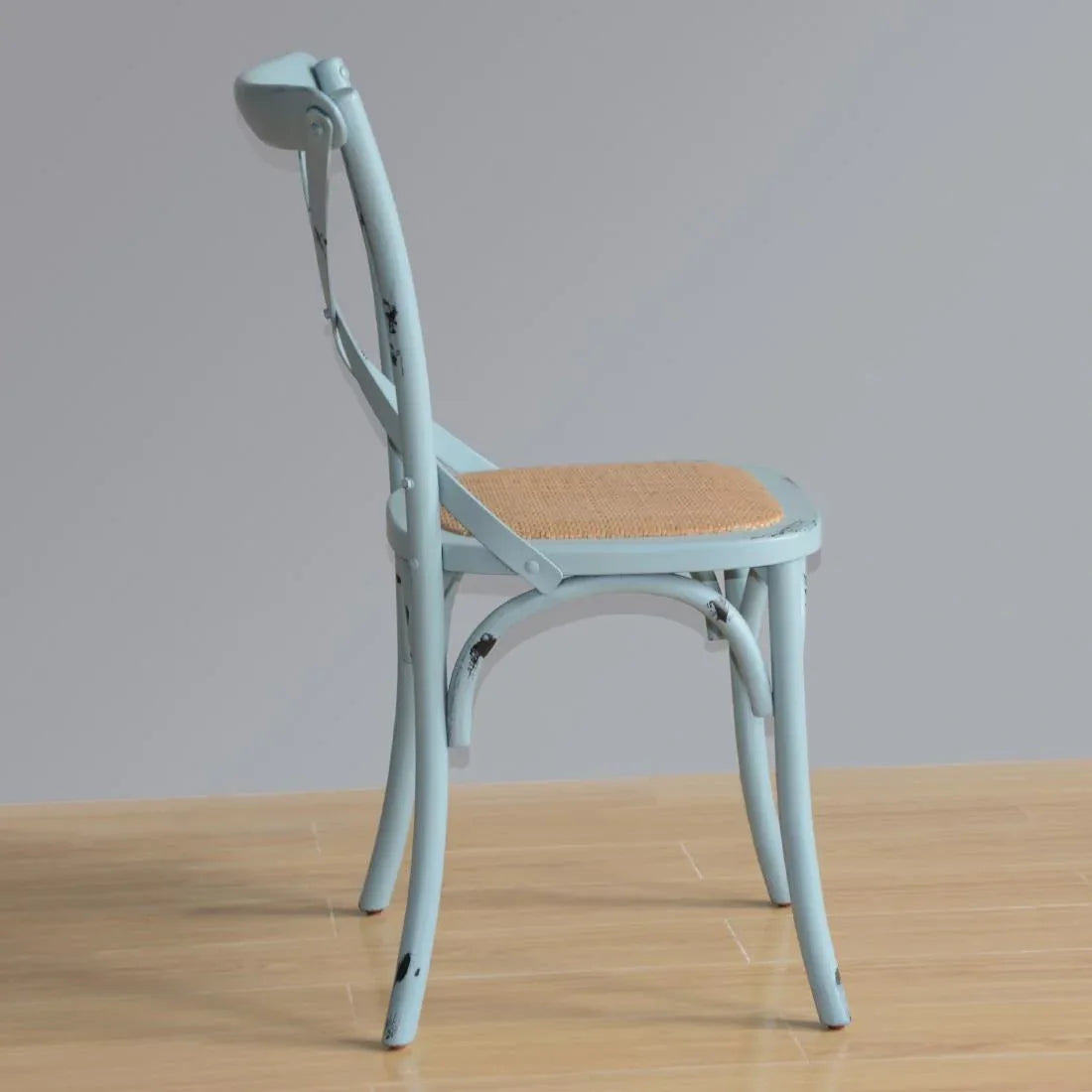 GG655 Bolero Blue Bentwood Chairs with Metal Cross Backrest (Pack of 2) - JD Catering Equipment Solutions Ltd